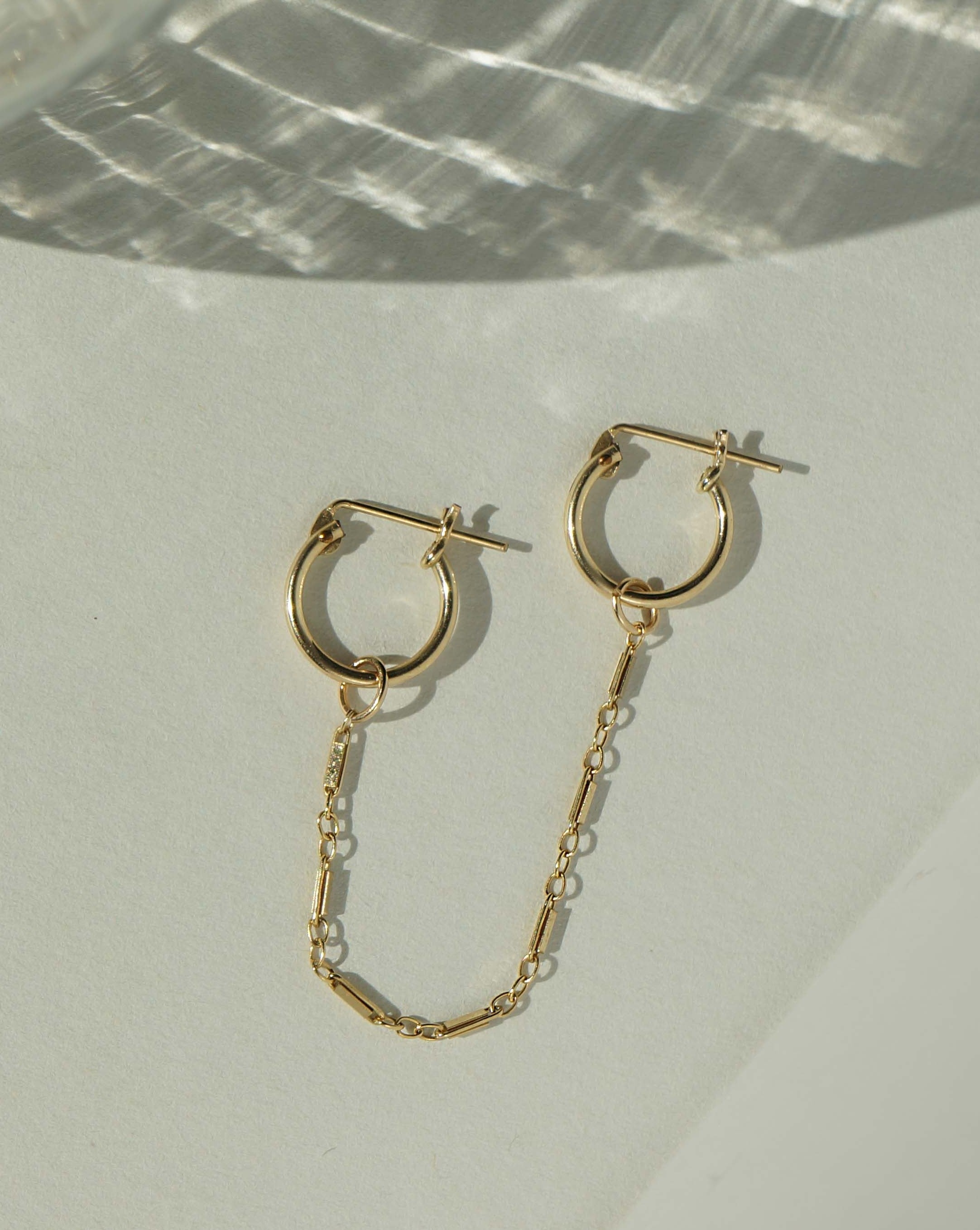 Quinny Chain Hoop by KOZAKH. A climber style earring for 2 piercings, crafted in 14K Gold Filled.