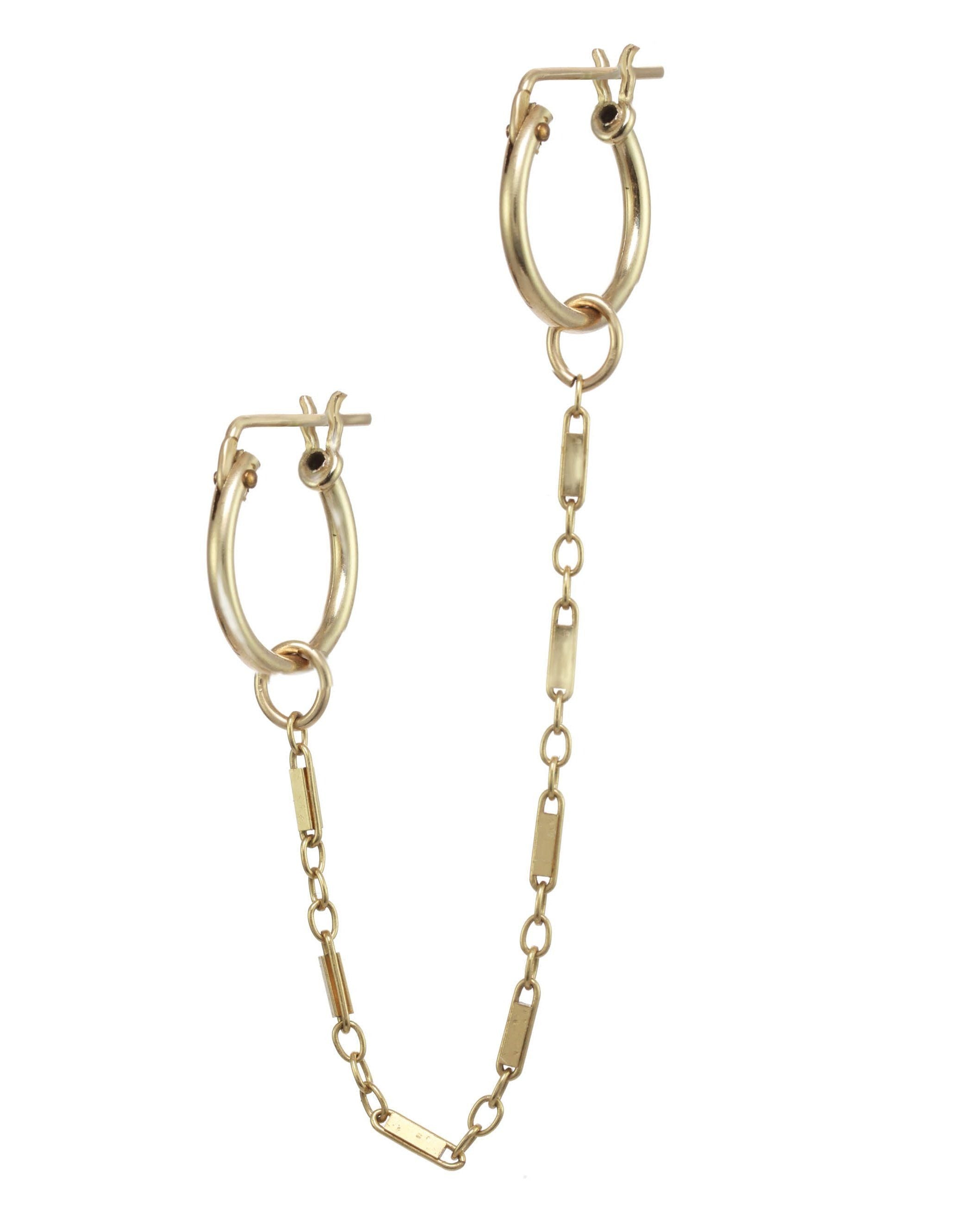 Quinny Chain Hoop by KOZAKH. A climber style earring for 2 piercings, crafted in 14K Gold Filled.