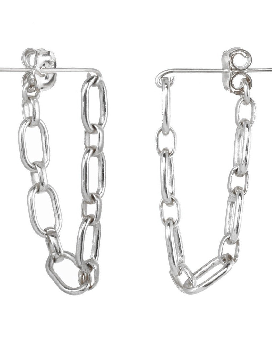 Sita Earrings by KOZAKH. Chain dangling earrings in Sterling Silver.