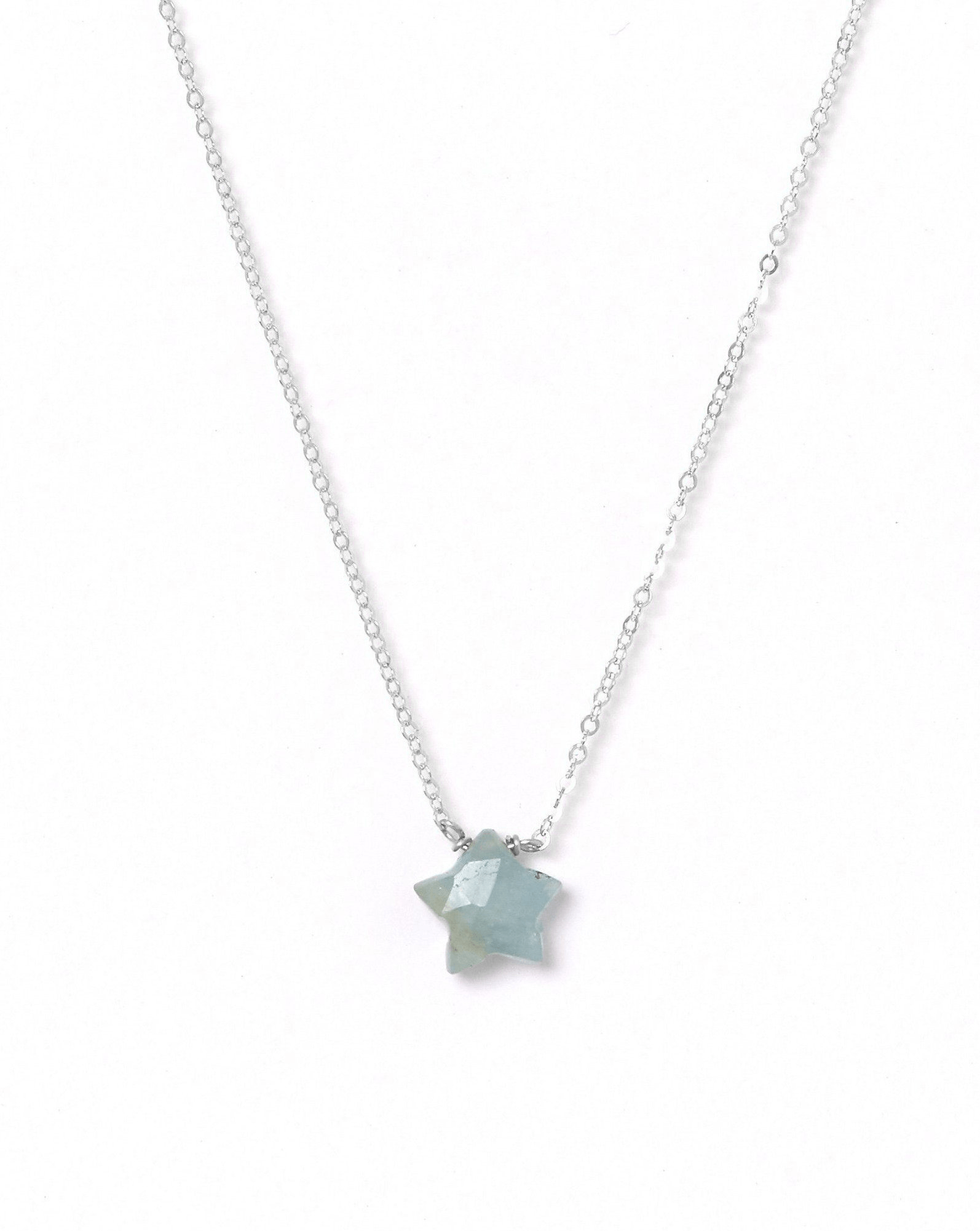 Star Necklace by KOZAKH. A 16 to 18 inch adjustable length necklace, crafted in Sterling Silver, featuring an Amazonite star charm.