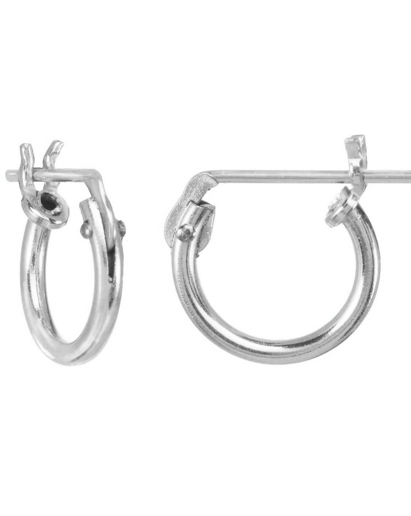 Thin Micro Hoop Earrings by KOZAKH. 12mm snap closure hoop earrings, crafted in Sterling Silver.