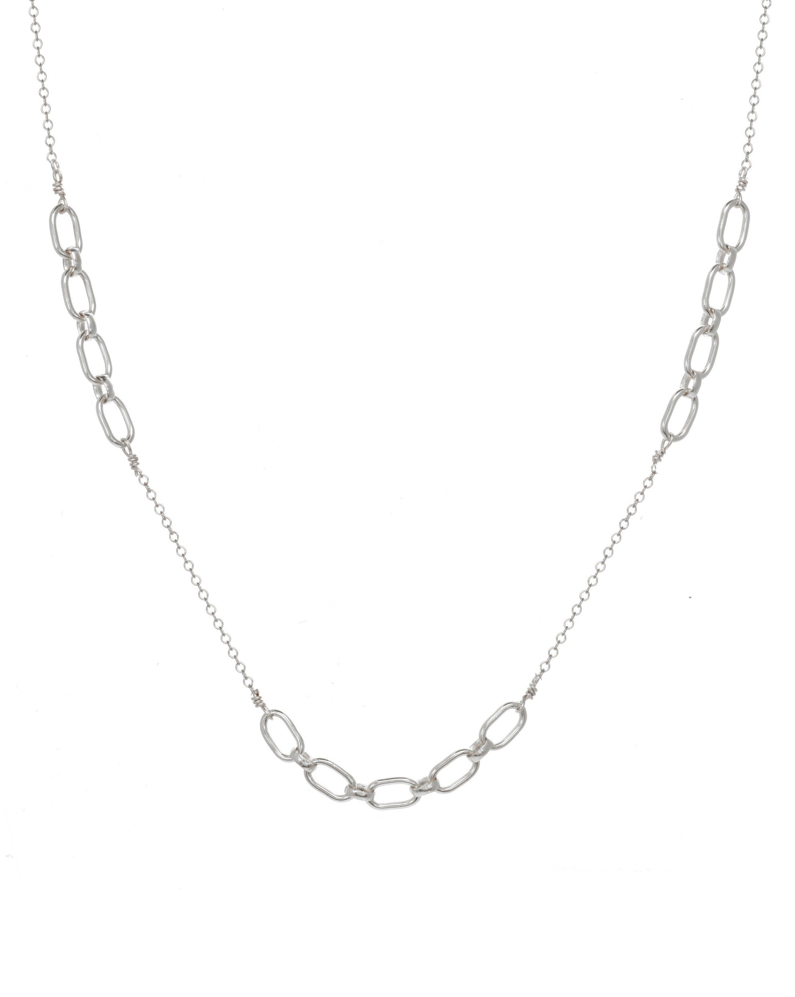 Yvonne Necklace by KOZAKH. A 14 to 16 inch adjustable length necklace, crafted in Sterling Silver, featuring flat link chain design.